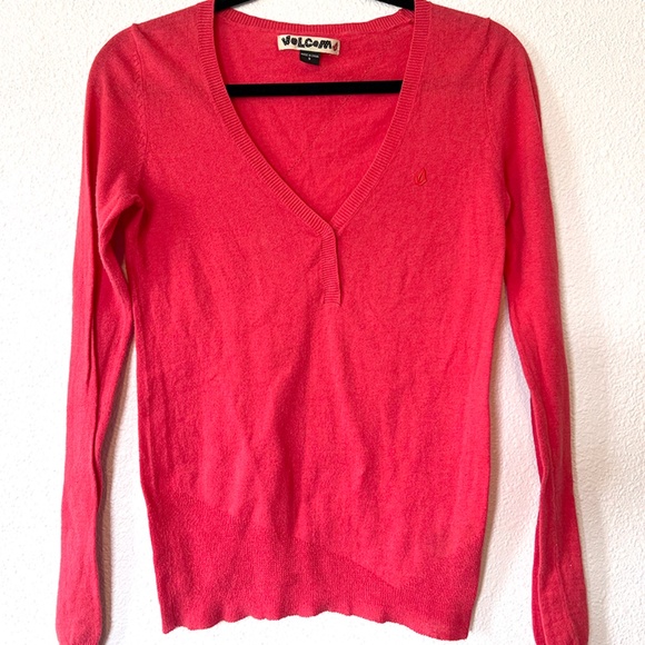 Volcom Hot Pink V-Neck thin sweater | Size S - Picture 1 of 4